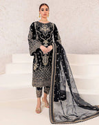 Elegant Chinon Silk Top with Butter Silk Pant & Butterfly Net Dupatta