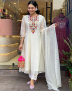 Elegant Mirror Work Chanderi Suit