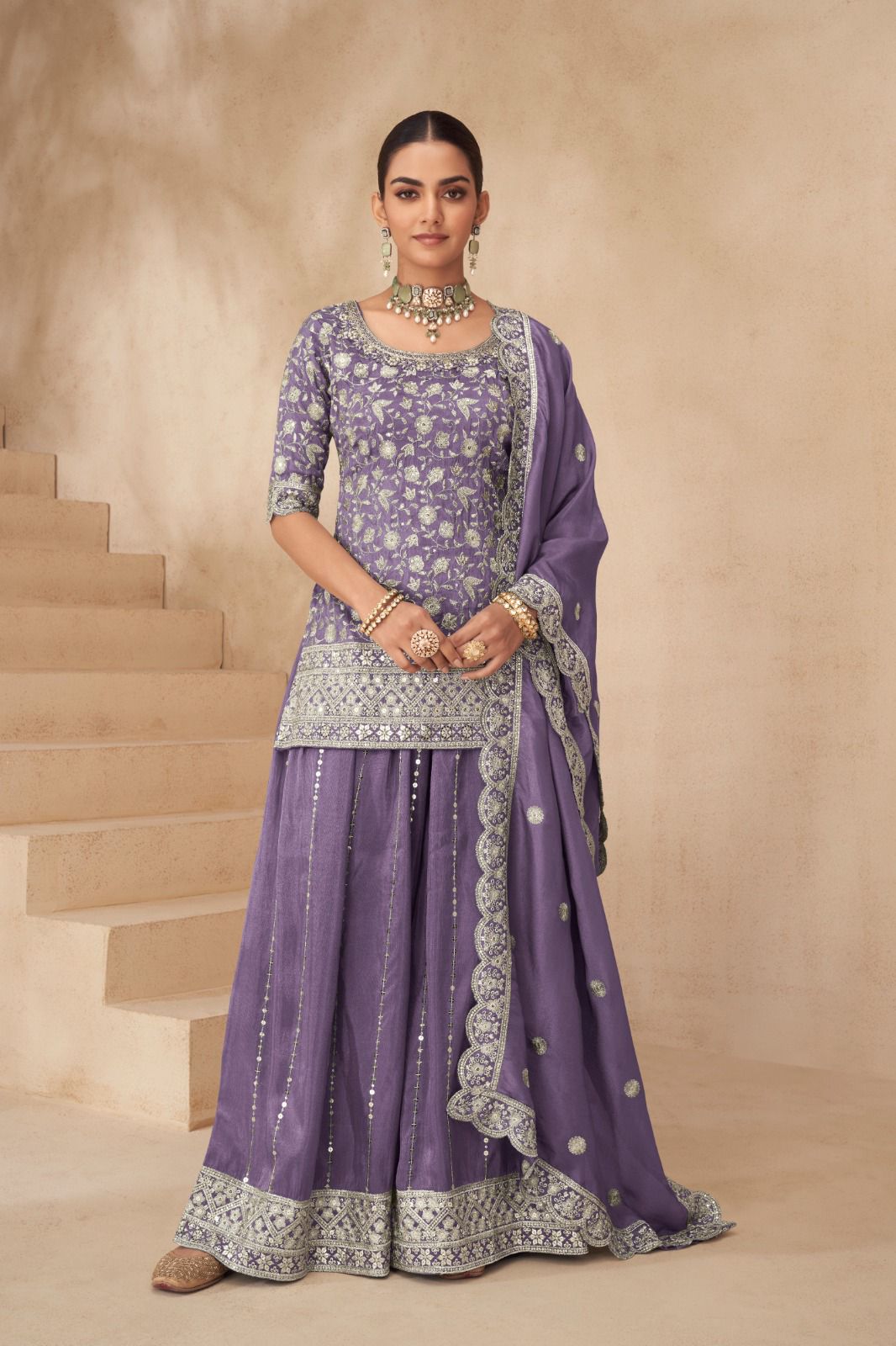 Simar Silk Embroidered Free Size Suit Set