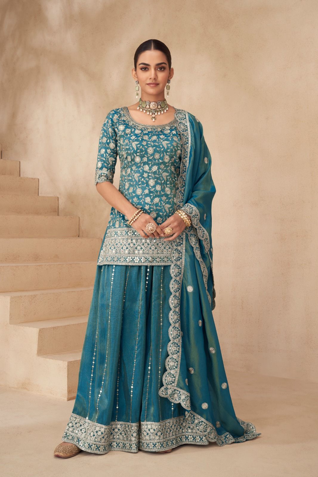 Simar Silk Embroidered Free Size Suit Set