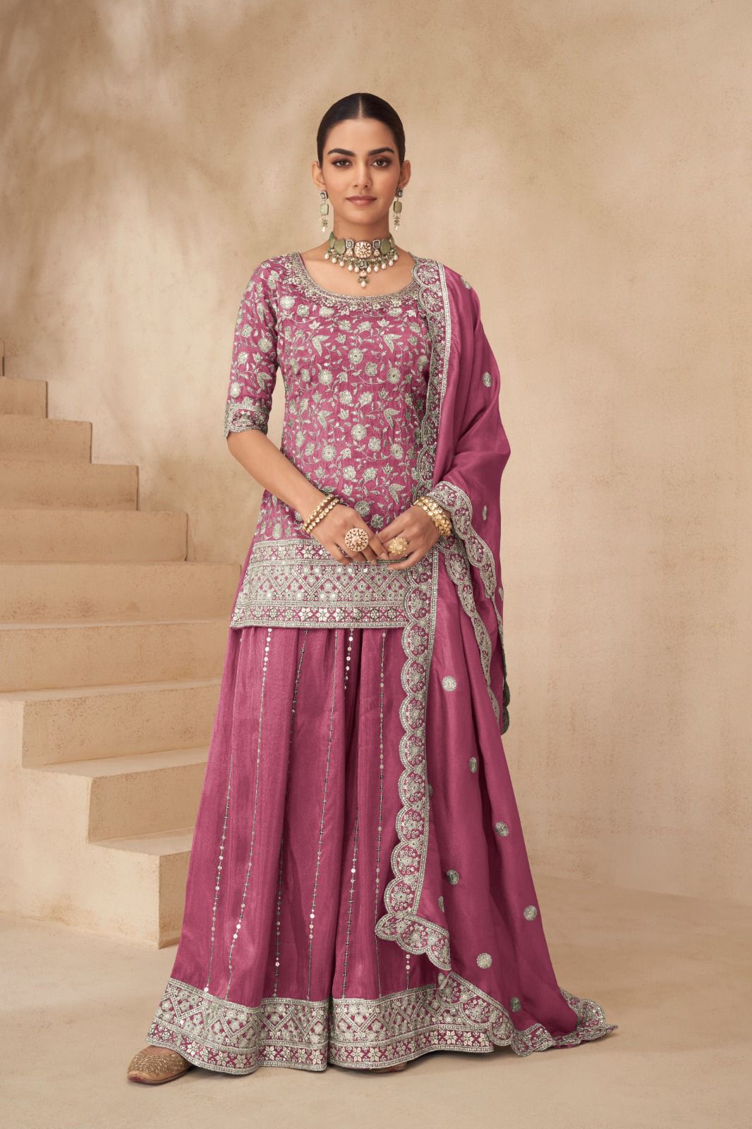 Simar Silk Embroidered Free Size Suit Set