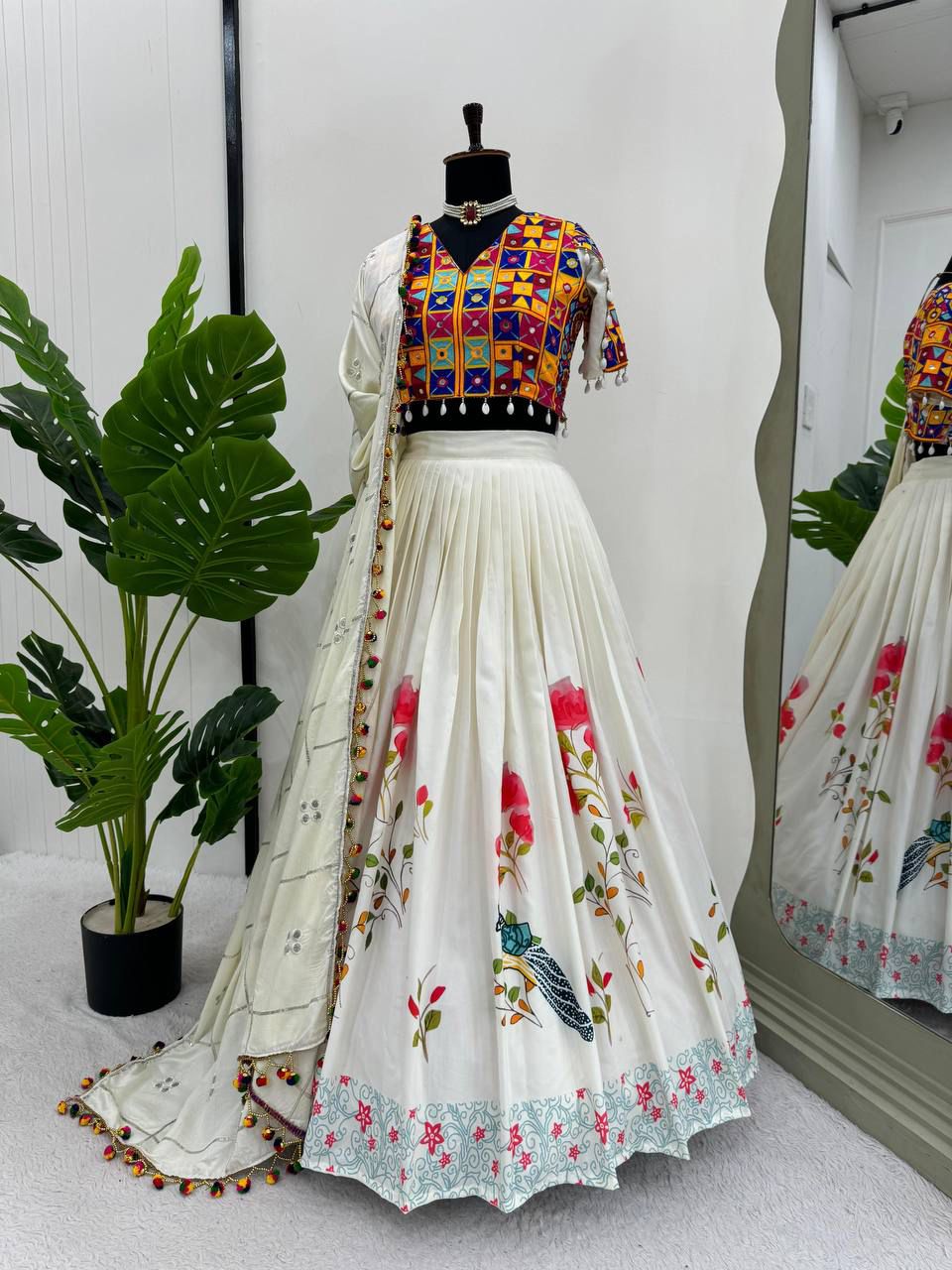 Festive Flair Mirror Work Lehenga Set