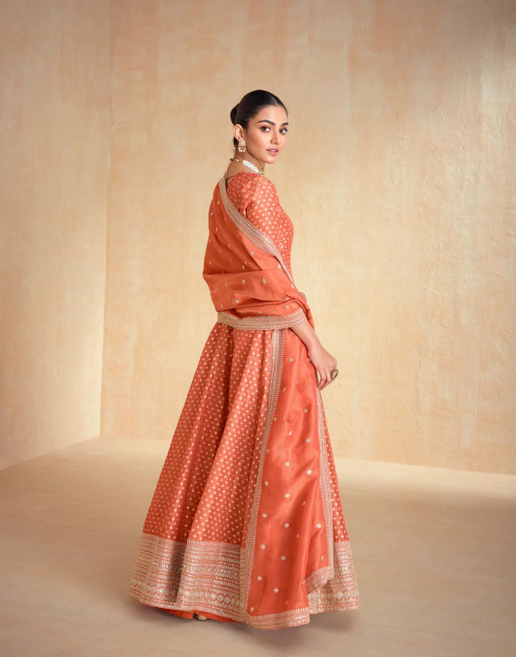 Embroidery Work Silk Gown With Dupatta