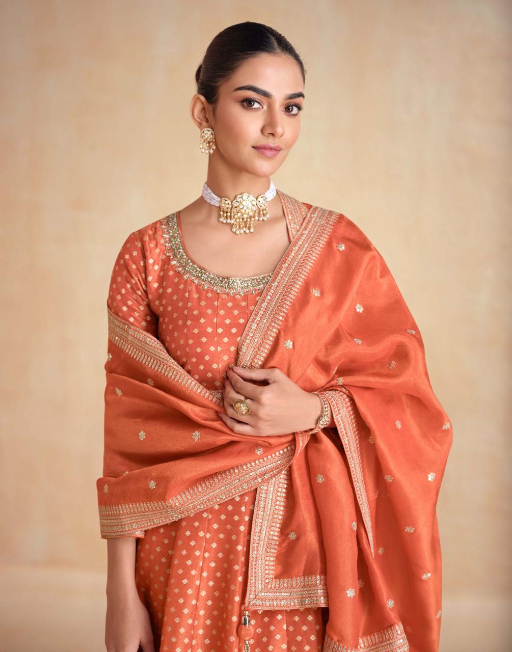 Embroidery Work Silk Gown With Dupatta