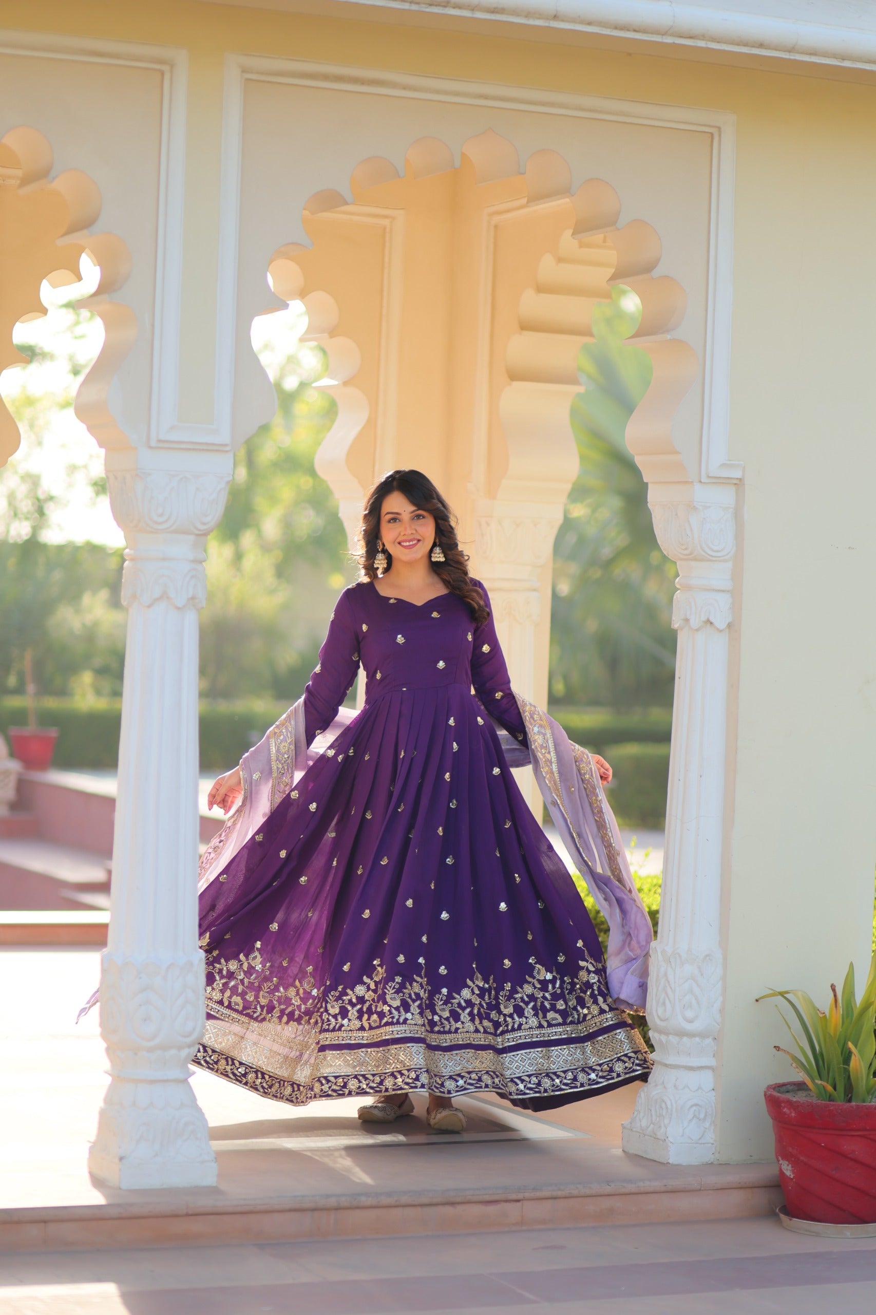Georgette Embroidered Gown Set
