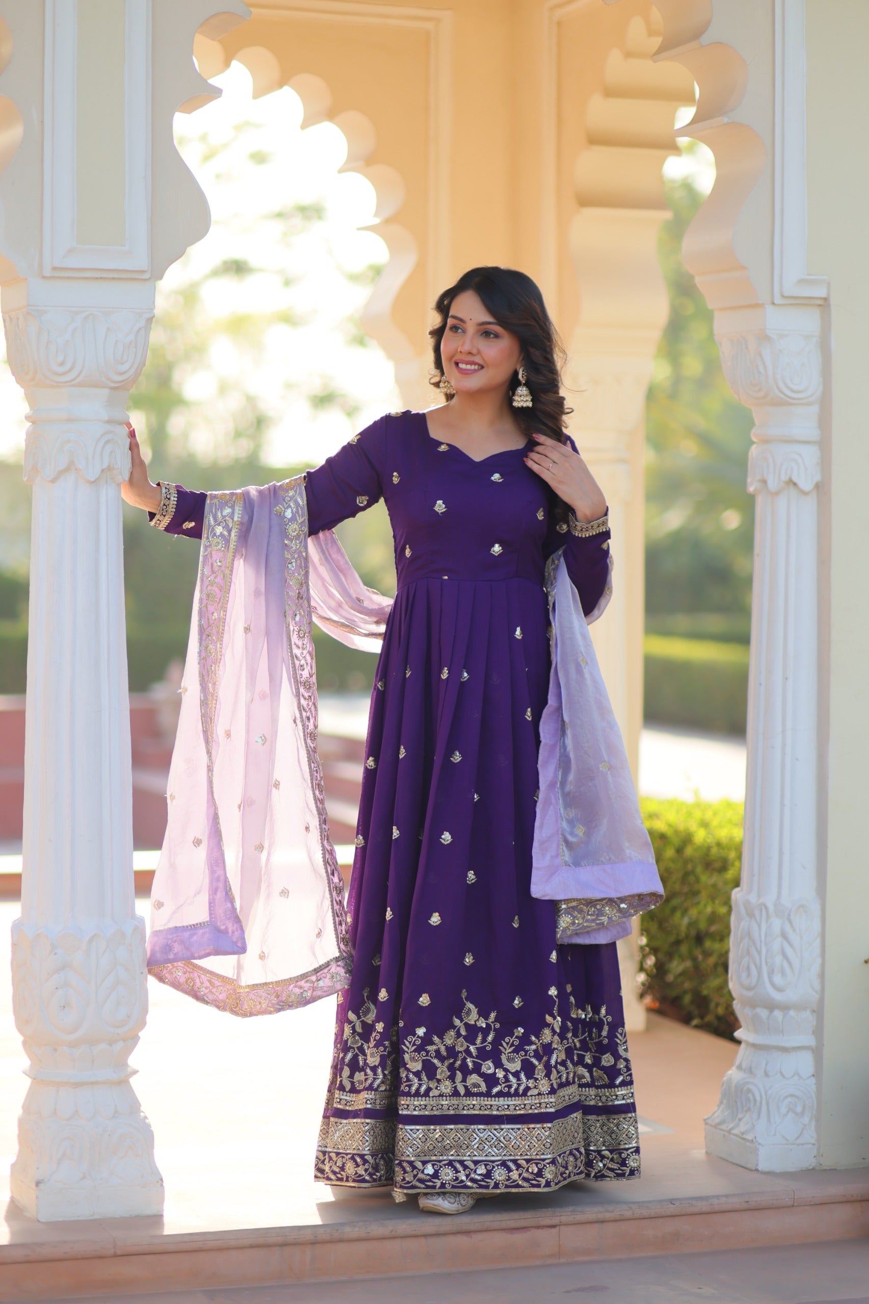 Georgette Embroidered Gown Set