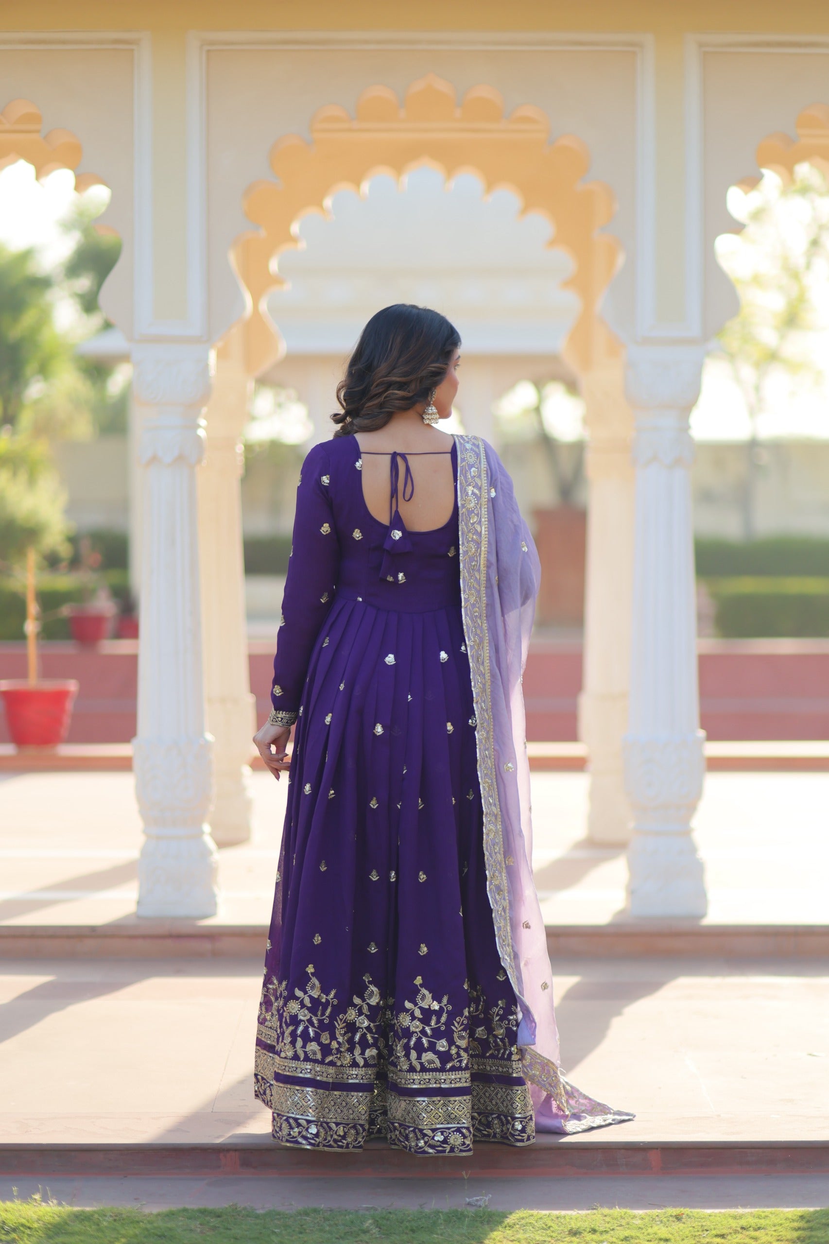 Georgette Embroidered Gown Set