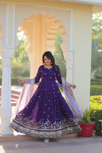 Georgette Embroidered Gown Set