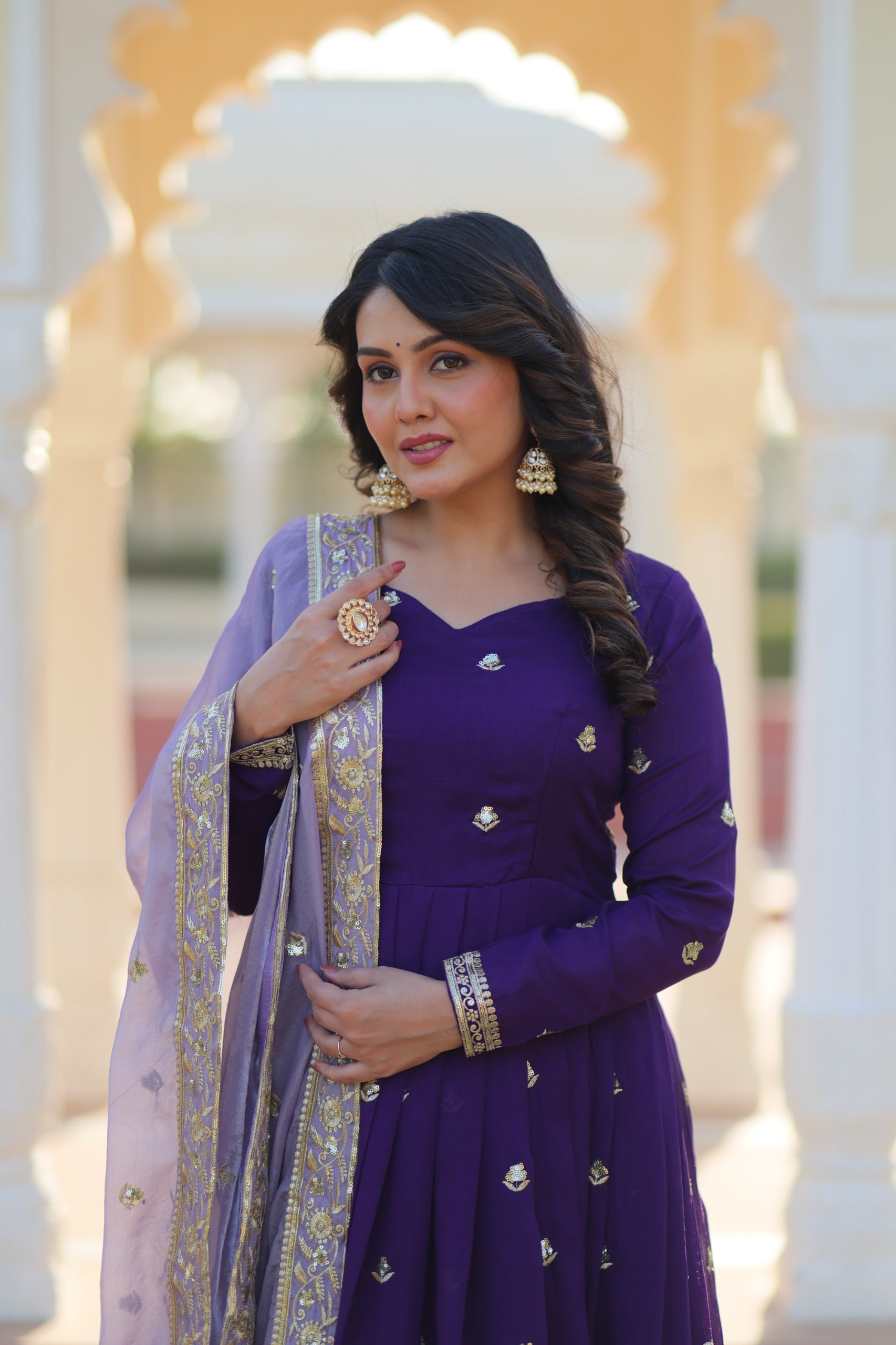 Georgette Embroidered Gown Set