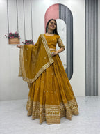 Gold Crush Embroidered Lehenga Choli with Dupatta