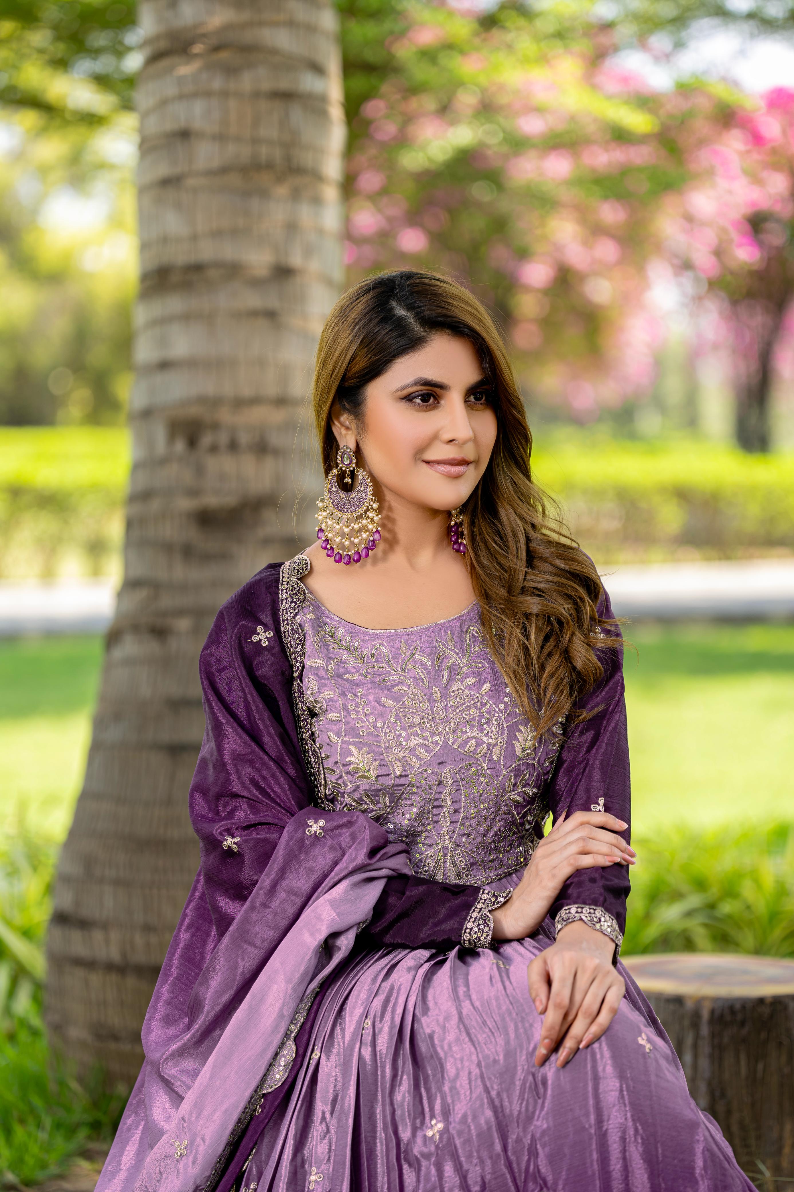 Chinon Embroidered Gown with Dupatta