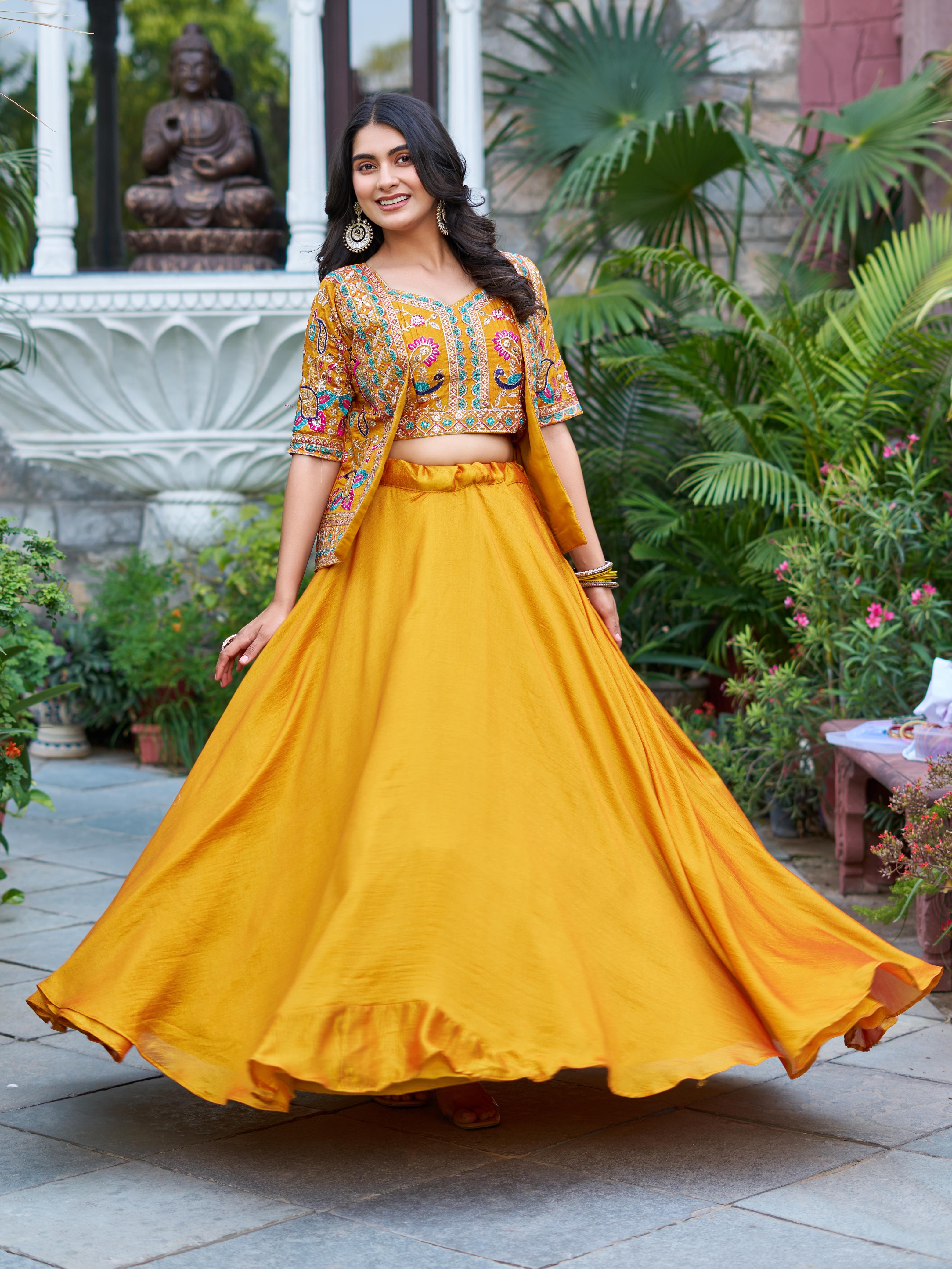 Vichitra Embroidered Lehenga Choli with Koti