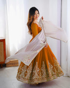 Heavy Georgette Embroidered Gown with Bottom & Dupatta