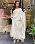 Pure Chanderi Silk Embroidered Pent & Dupatta Set