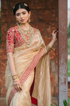 Designer Jimmy Choo Saree with Zari Work