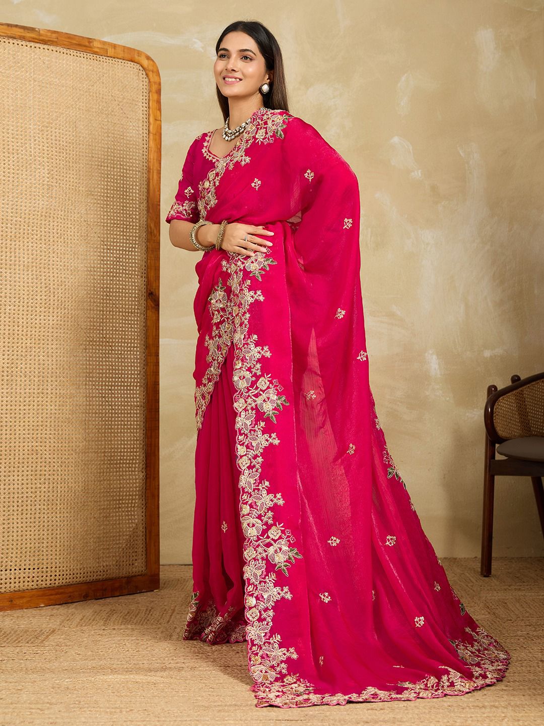 Party Wear Soft Fendy Chiffon Saree