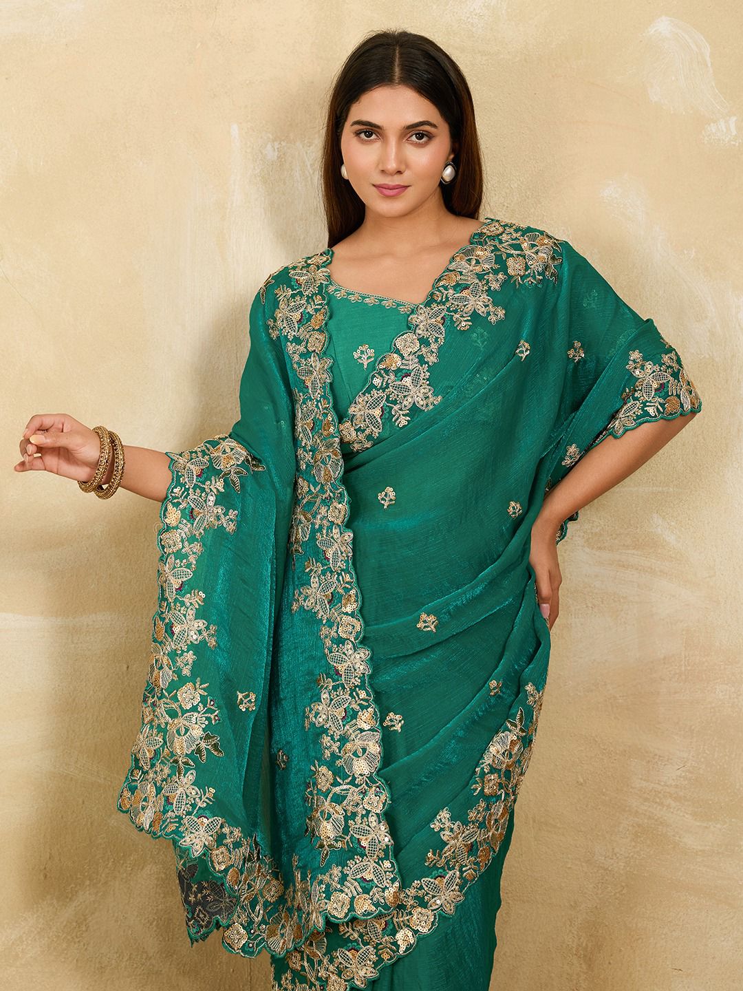 Party Wear Soft Fendy Chiffon Saree