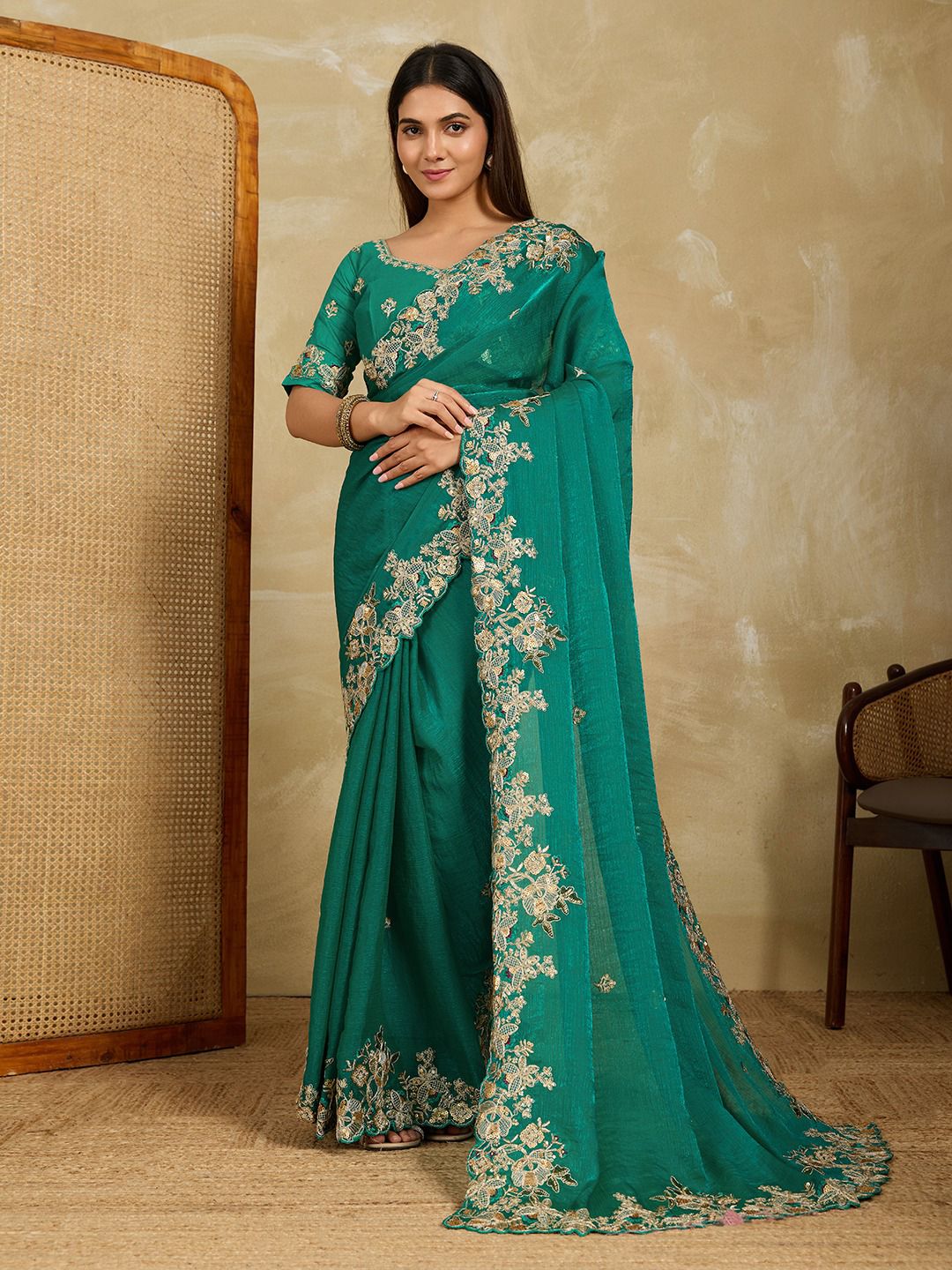 Party Wear Soft Fendy Chiffon Saree