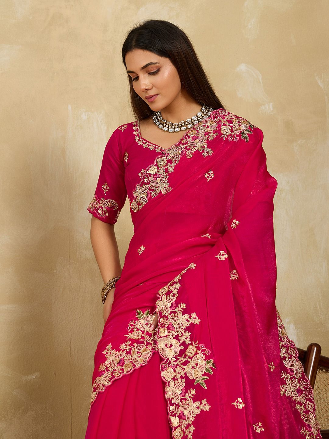 Party Wear Soft Fendy Chiffon Saree