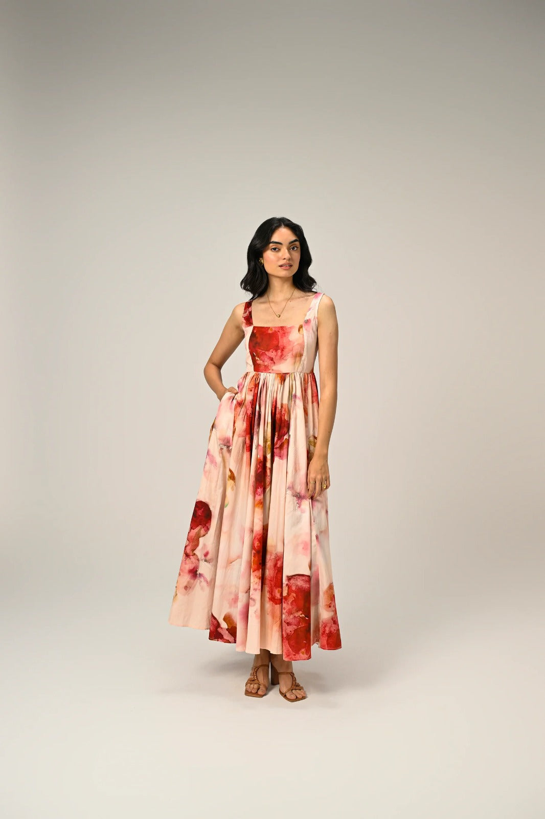 Floral Organza Sleeveless Dress