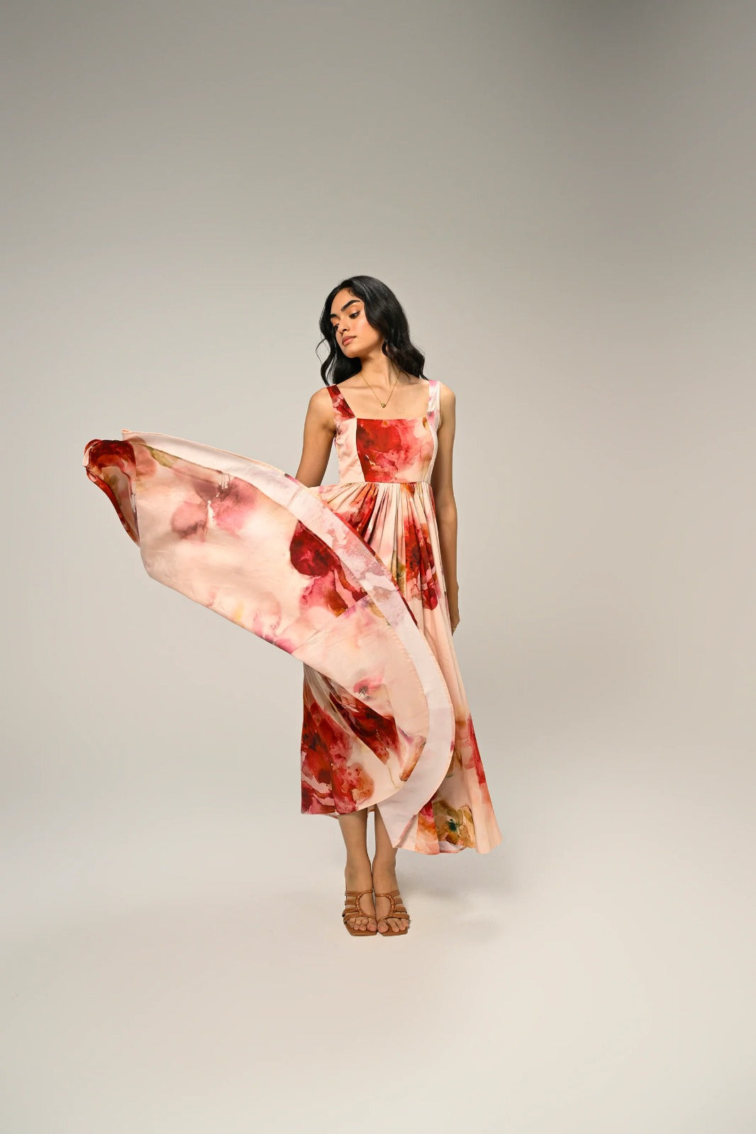 Floral Organza Sleeveless Dress
