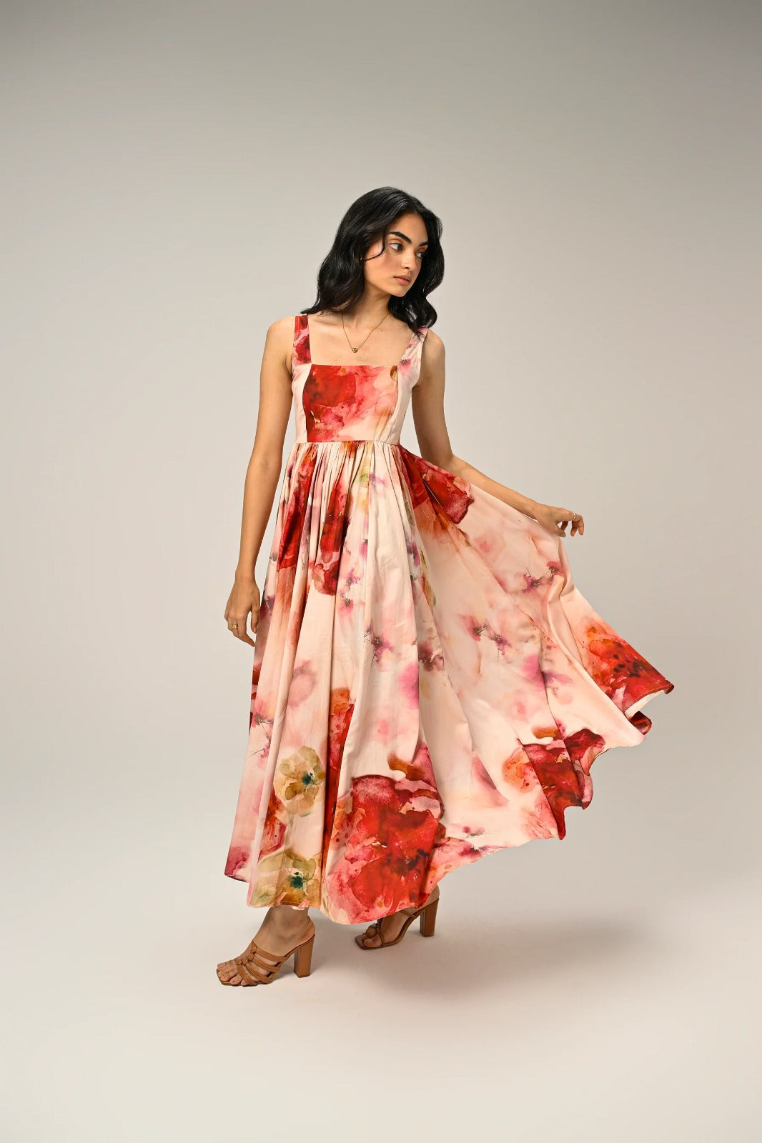 Floral Organza Sleeveless Dress