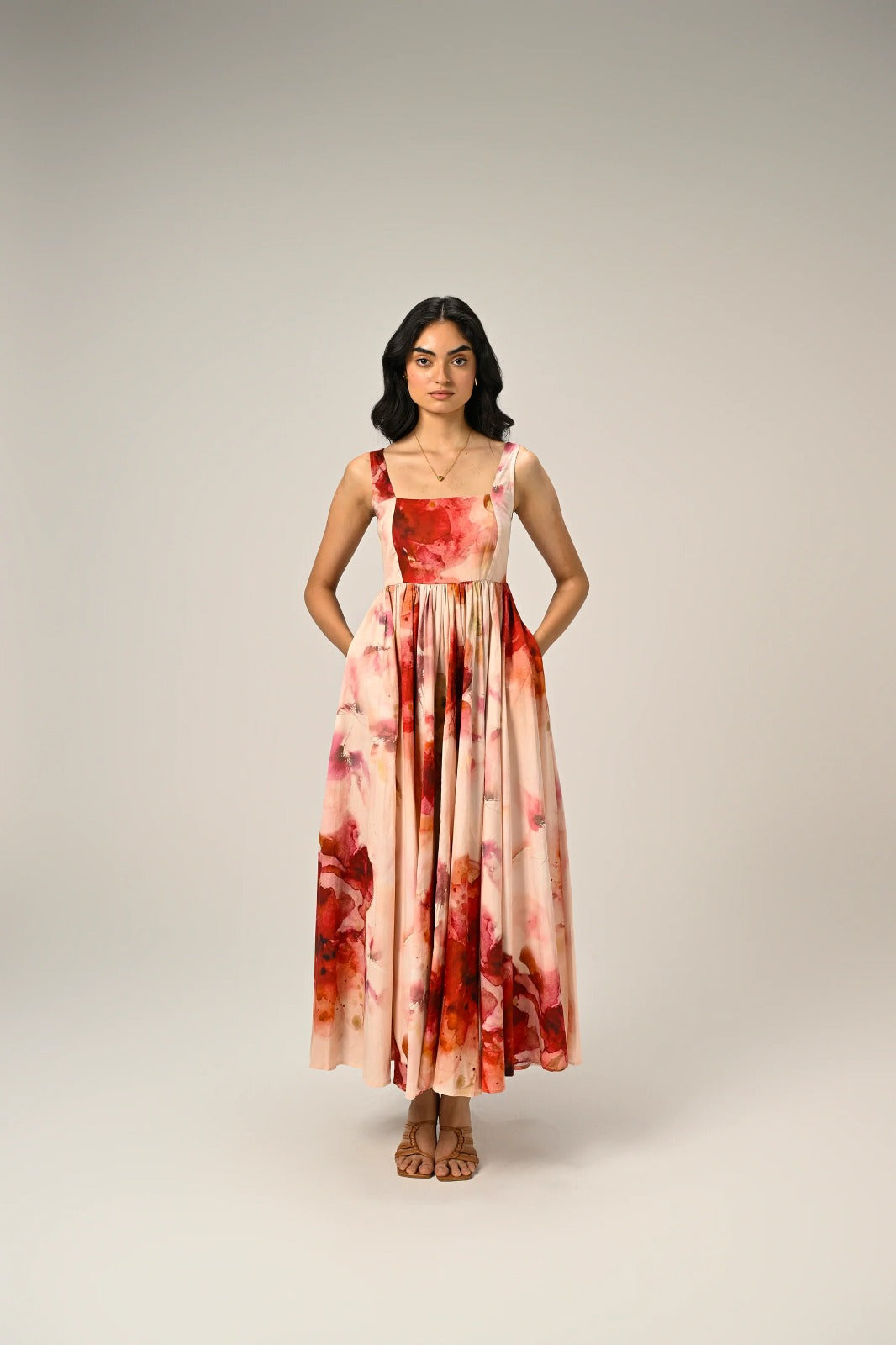 Floral Organza Sleeveless Dress