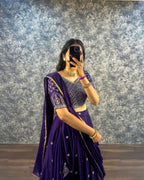 Embroidered Faux Georgette Lehenga Set