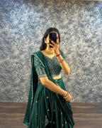 Embroidered Faux Georgette Lehenga Set