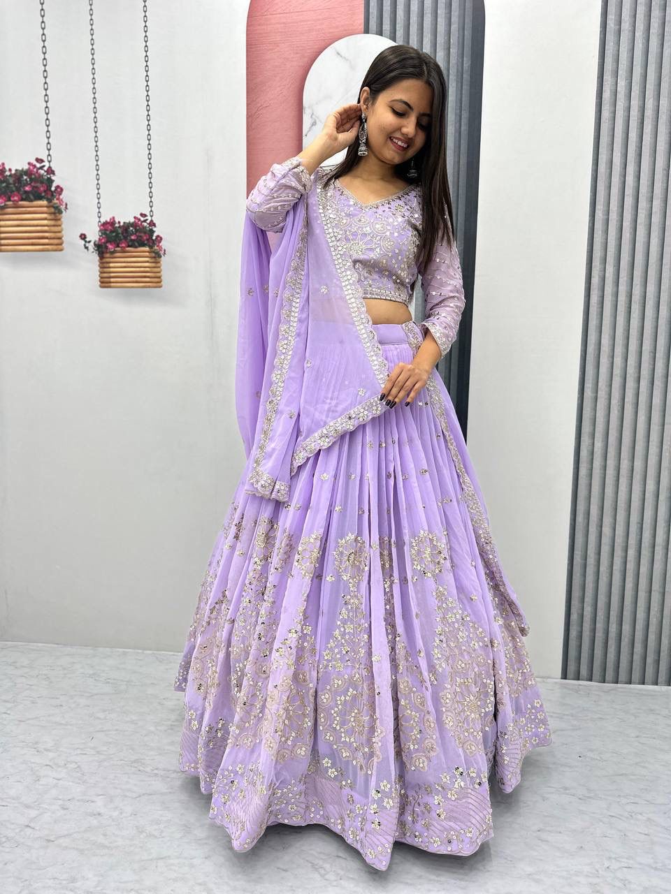 Heavy Fox Georgette Embroidered Lehenga Set