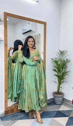 Stylish -Floral Printed Anarkali Dress Gown