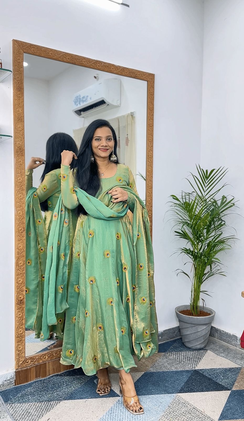 Stylish -Floral Printed Anarkali Dress Gown