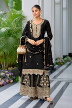 Heavy Chinon Silk Embroidered Sharara Set with Dupatta