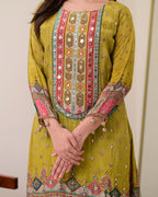 Chinon Silk Suit with Mirror and Sequin Embroidery