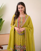 Chinon Silk Suit with Mirror and Sequin Embroidery