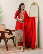 Chinon Silk Suit with Mirror and Sequin Embroidery