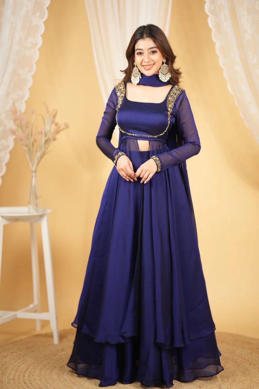 Heavy Faux Georgette Lehenga Set with Rangoli Silk Dupatta