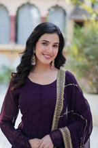 Faux Blooming Sequined Gown with Dupatta