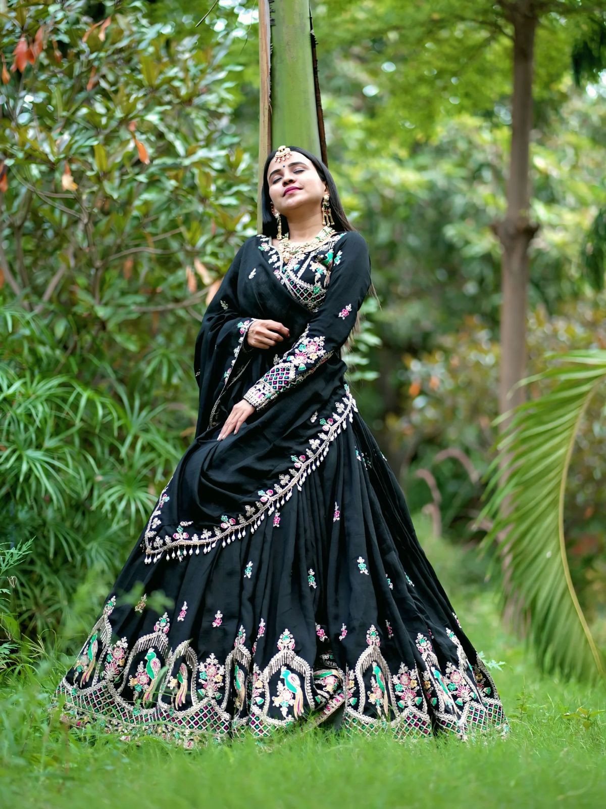Chinon Embroidered Lehenga Set with Matching Dupatta