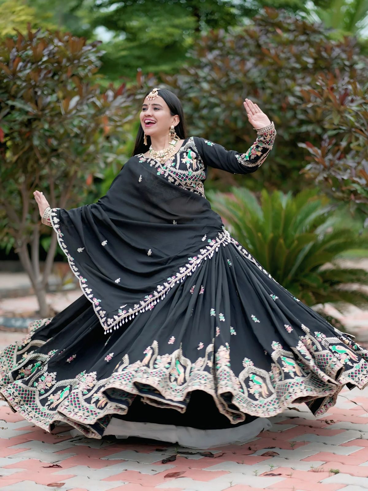 Chinon Embroidered Lehenga Set with Matching Dupatta