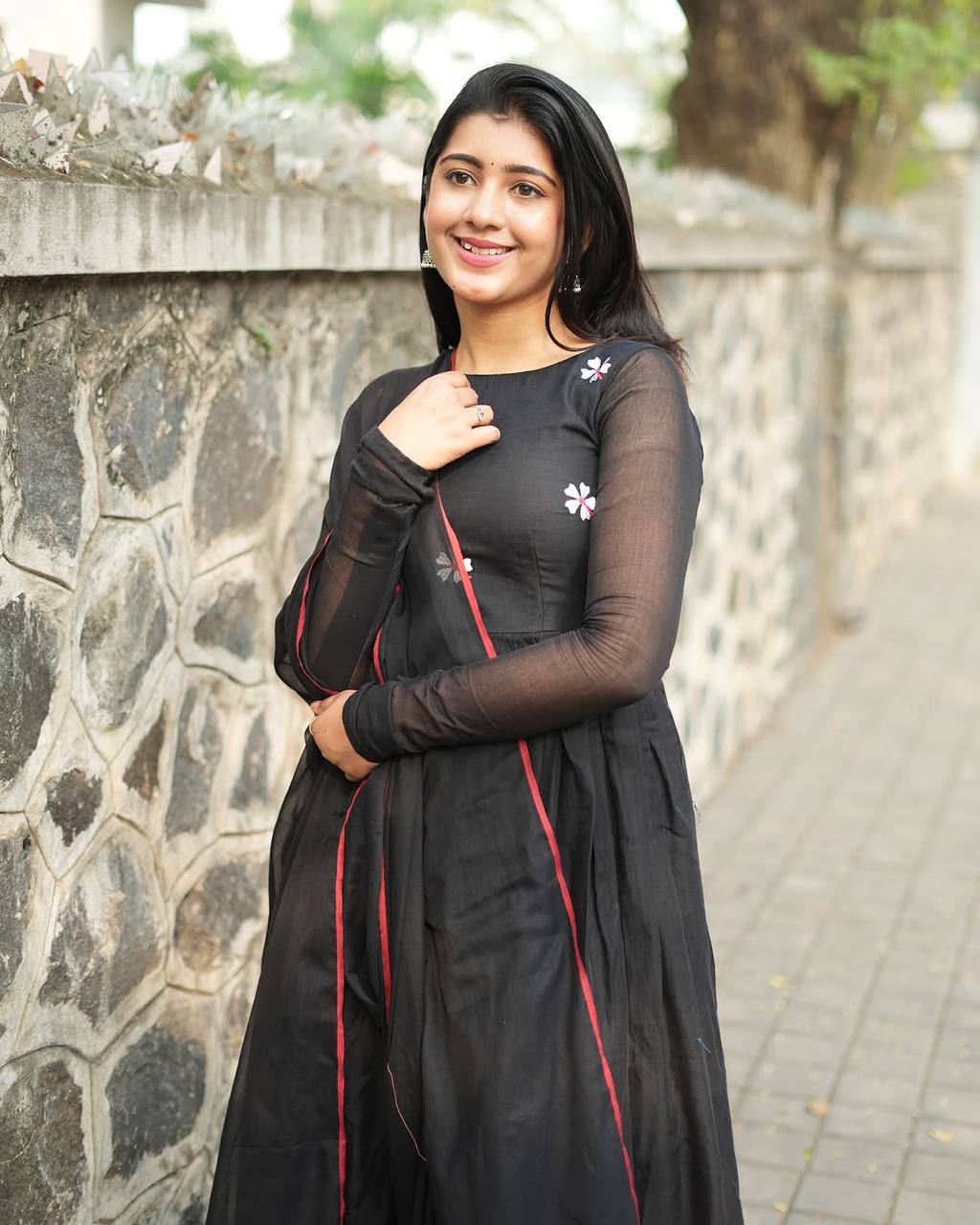 Premium Maska Cotton Floral Embroidered Anarkali