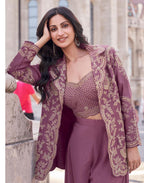 Silk Embroidered Indo Western Dress