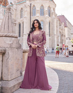 Silk Embroidered Indo Western Dress