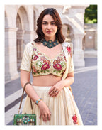 Premium Hand-Embroidered Chinon Silk Lehenga Set