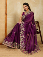 Rangoli Silk Embroidered Saree with Cutwork Border