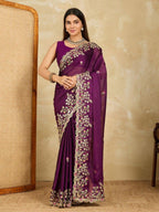 Rangoli Silk Embroidered Saree with Cutwork Border