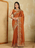 Rangoli Silk Embroidered Saree with Cutwork Border