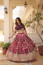 Russian Silk Wine Lehenga Choli Set