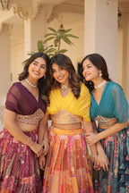 Russian Silk Wine Lehenga Choli Set