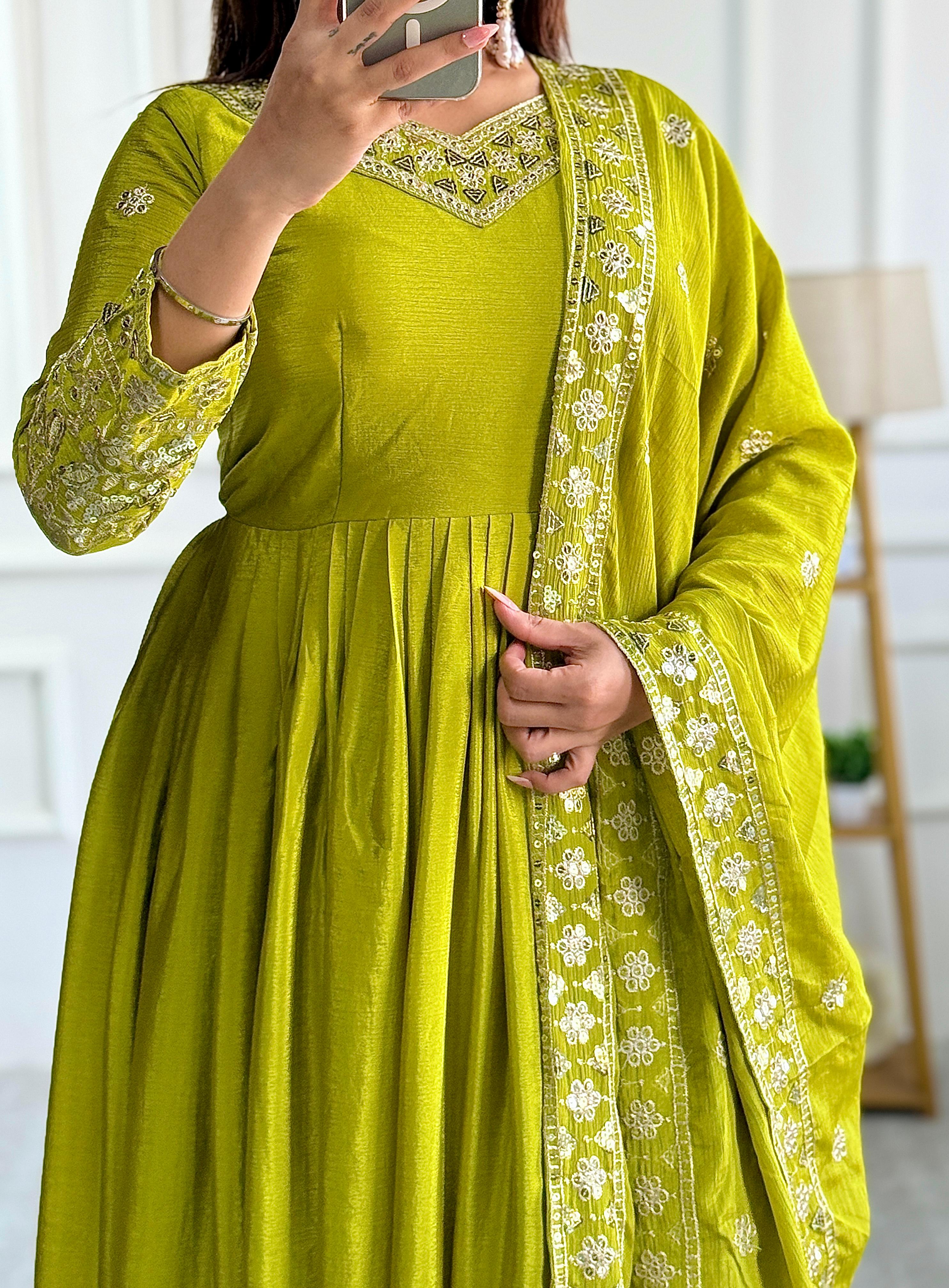 Elegant Pure Chinon Silk Gown